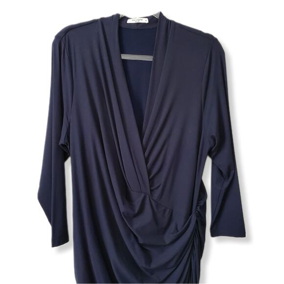 MM LaFleur Blue Stretch Jersey Casey Dress 1X Modern Bodycon Corporate Chic - Picture 3 of 12